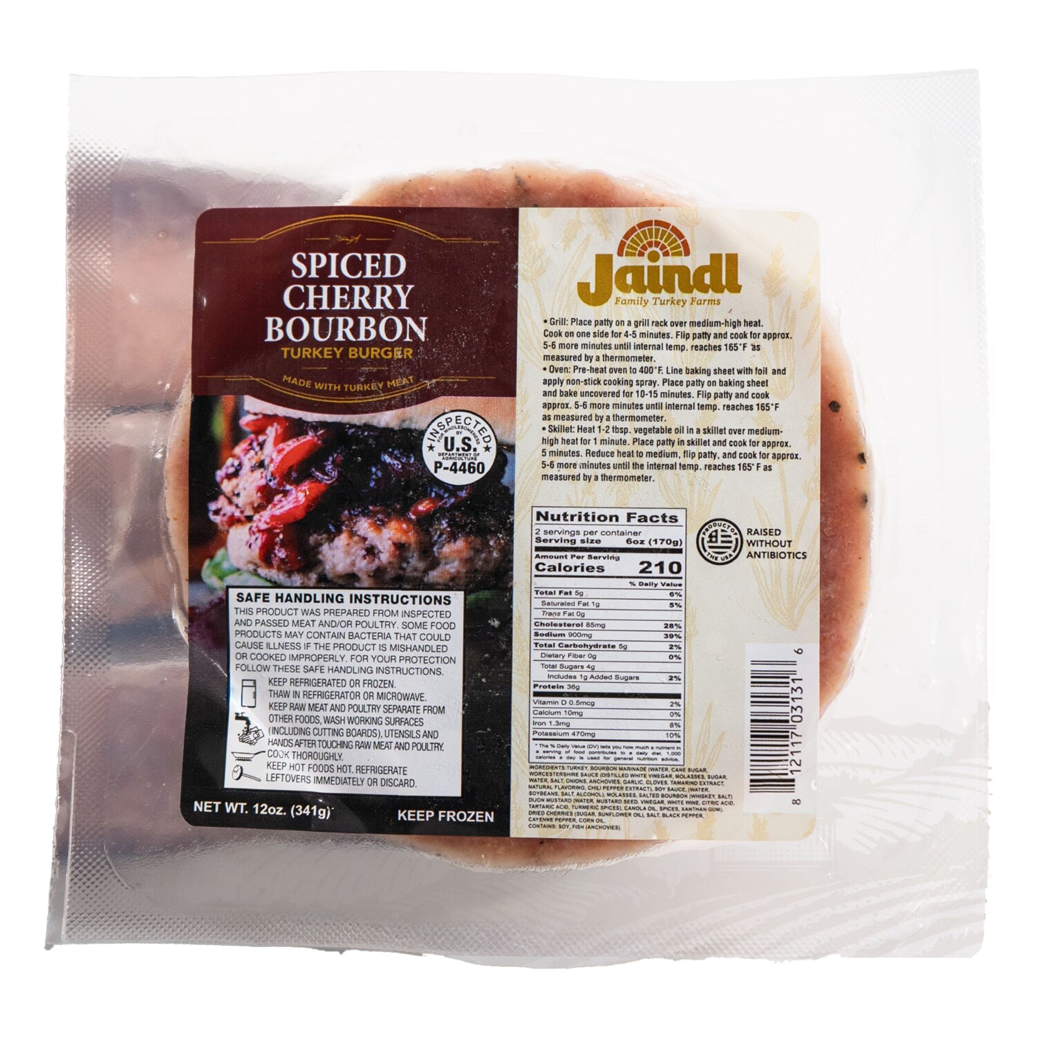 Jaindl Farms Turkey Burgers, Spiced Cherry Bourbon, Frozen