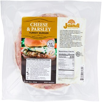 Jaindl Farms Turkey Burgers, Cheese and Parsley, Frozen
