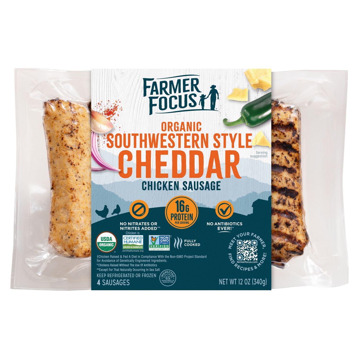 Farmer Focus Organic Southwestern Cheddar Chicken Sausage
