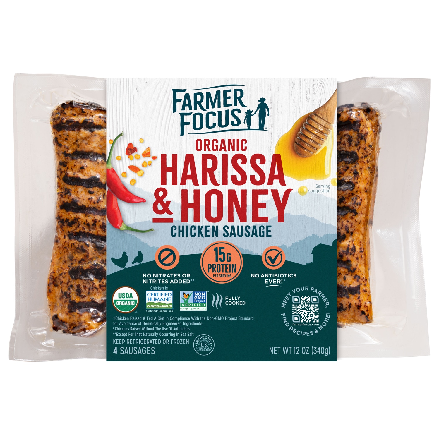Farmer Focus Organic Harissa & Honey Chicken Sausage