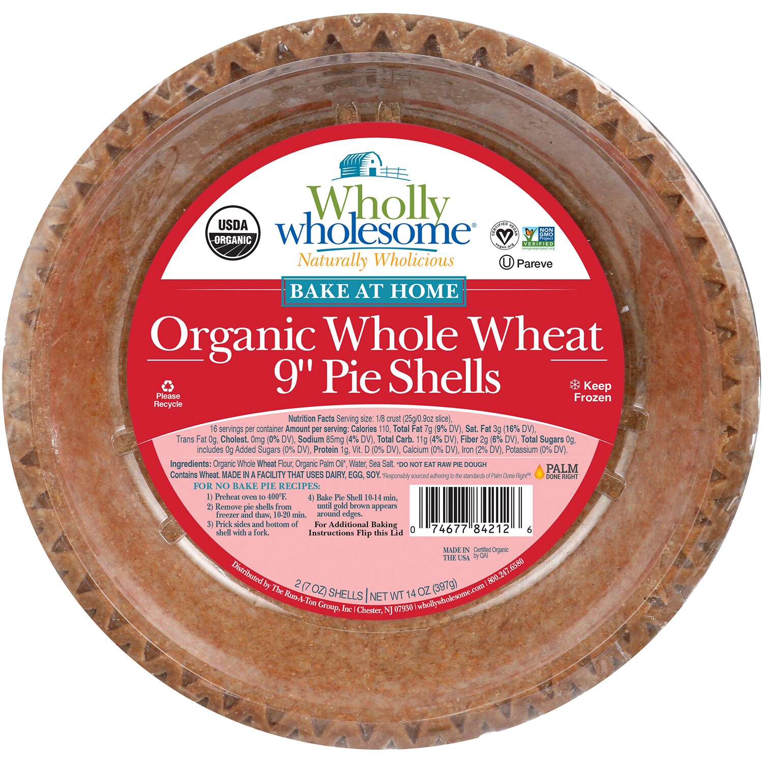 Wholly Wholesome Organic Whole Wheat Pie Shells, Frozen