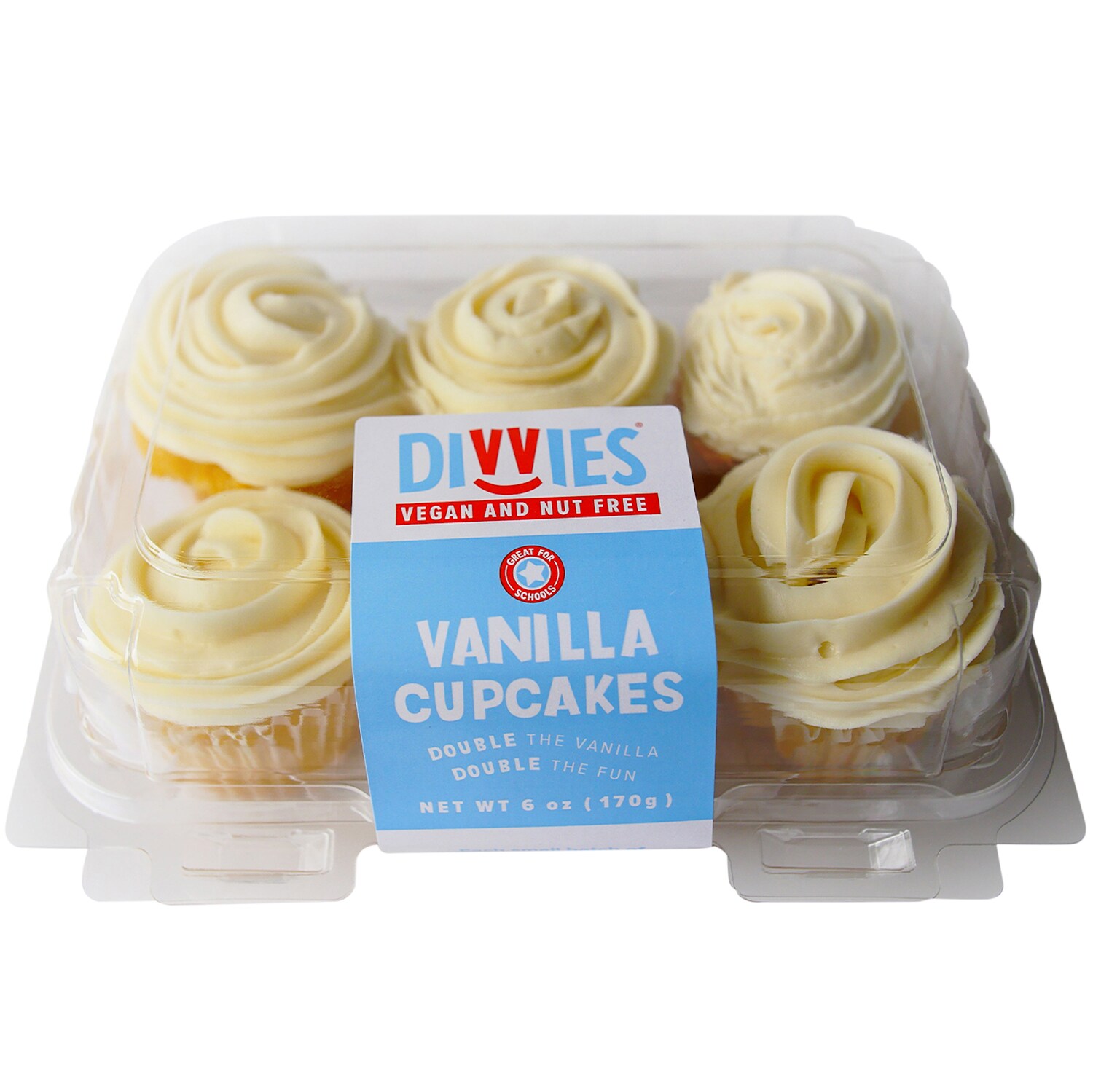 Divvies Vanilla Cupcakes with Vanilla Frosting