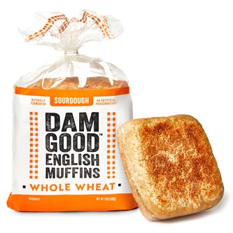 Dam Good English Muffins, Vegan Sourdough Whole Wheat, Frozen