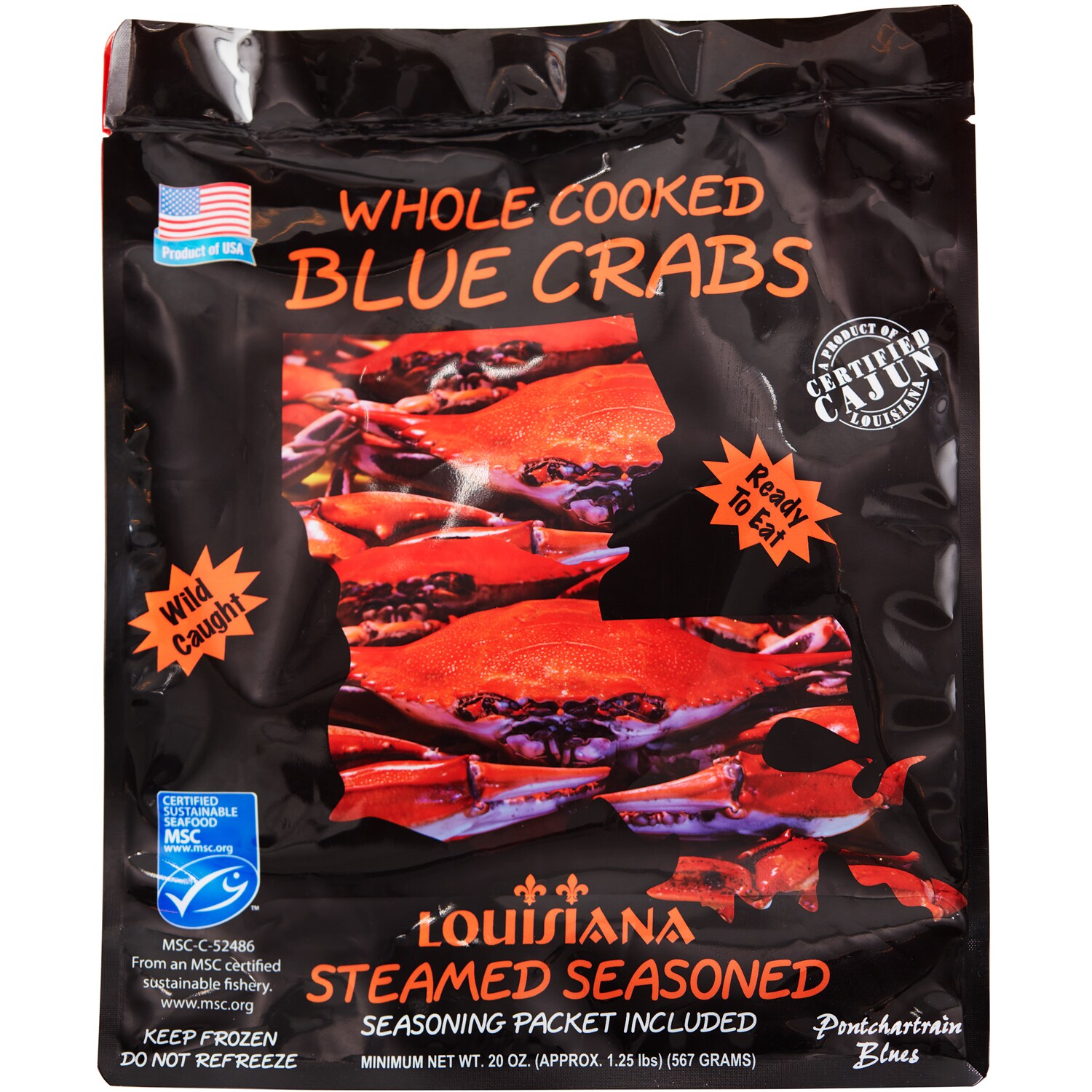 Steamed Cajun Blue Crabs, Frozen