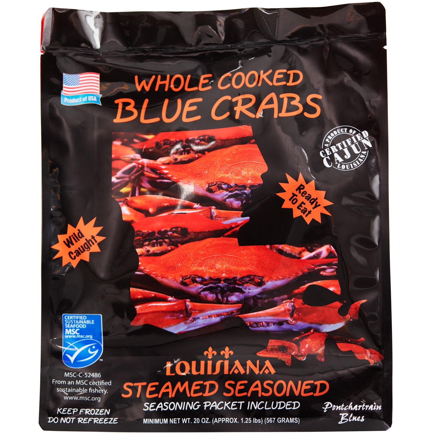 Steamed Cajun Blue Crabs, Frozen