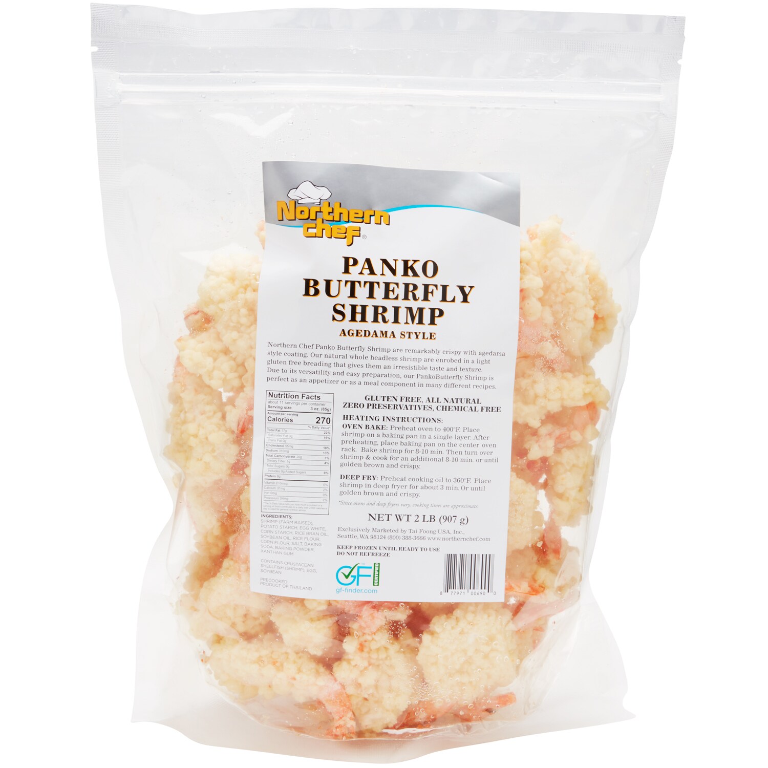 Northern Chef Panko Butterfly Shrimp, Agedama Style, Frozen