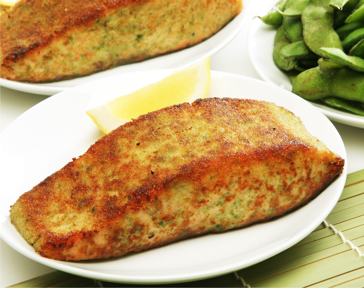 Wasabi Pea and Panko Crusted Salmon (made with farm-raised salmon)