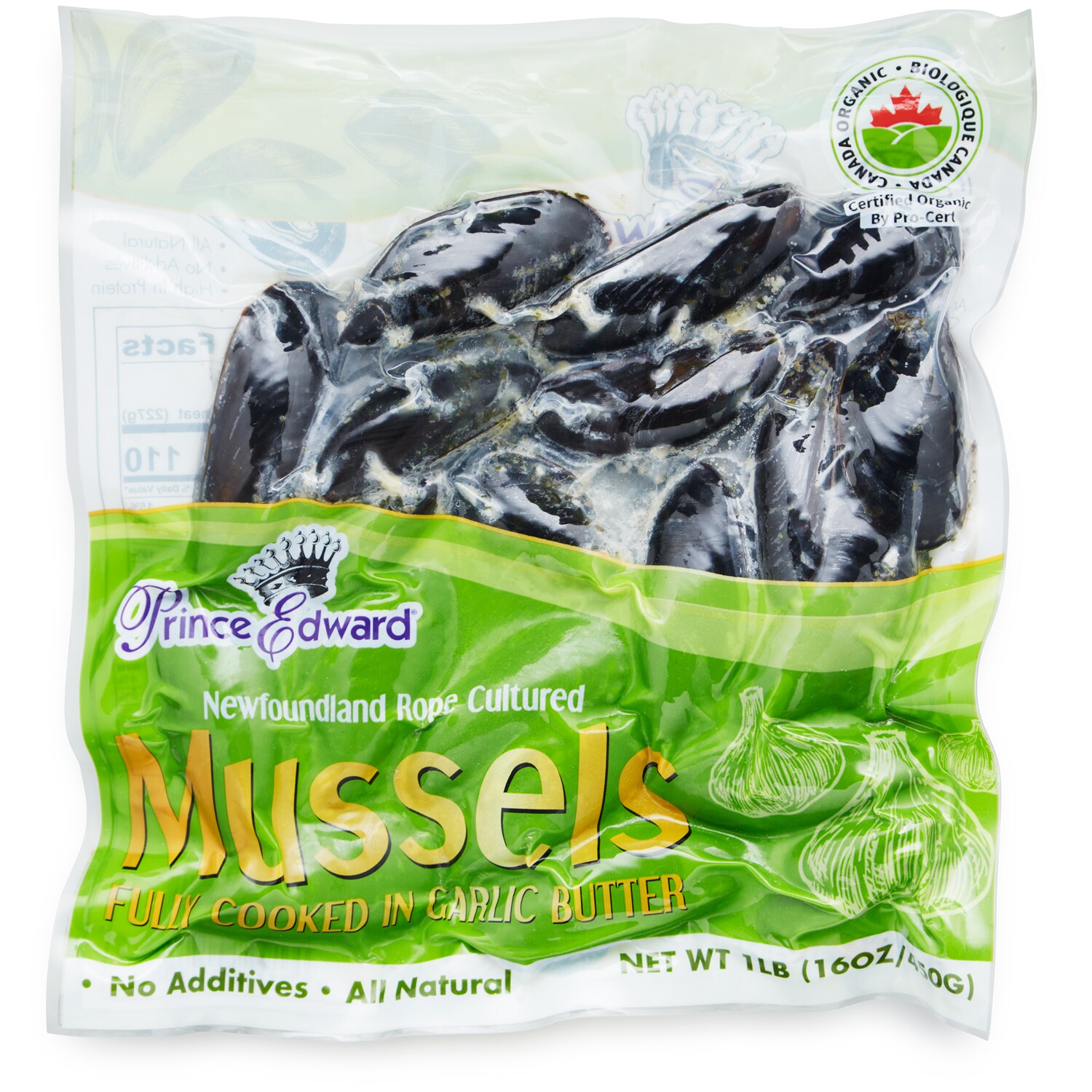 Prince Edward Organic Garlic Butter Mussels, Frozen