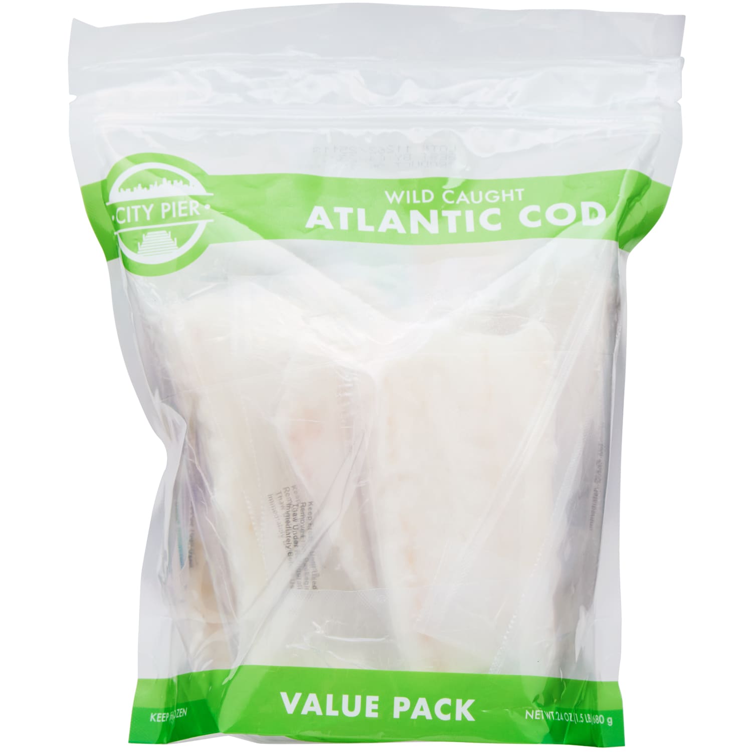 Wild Atlantic Cod Individually Wrapped Fillets, Family Pack, Frozen