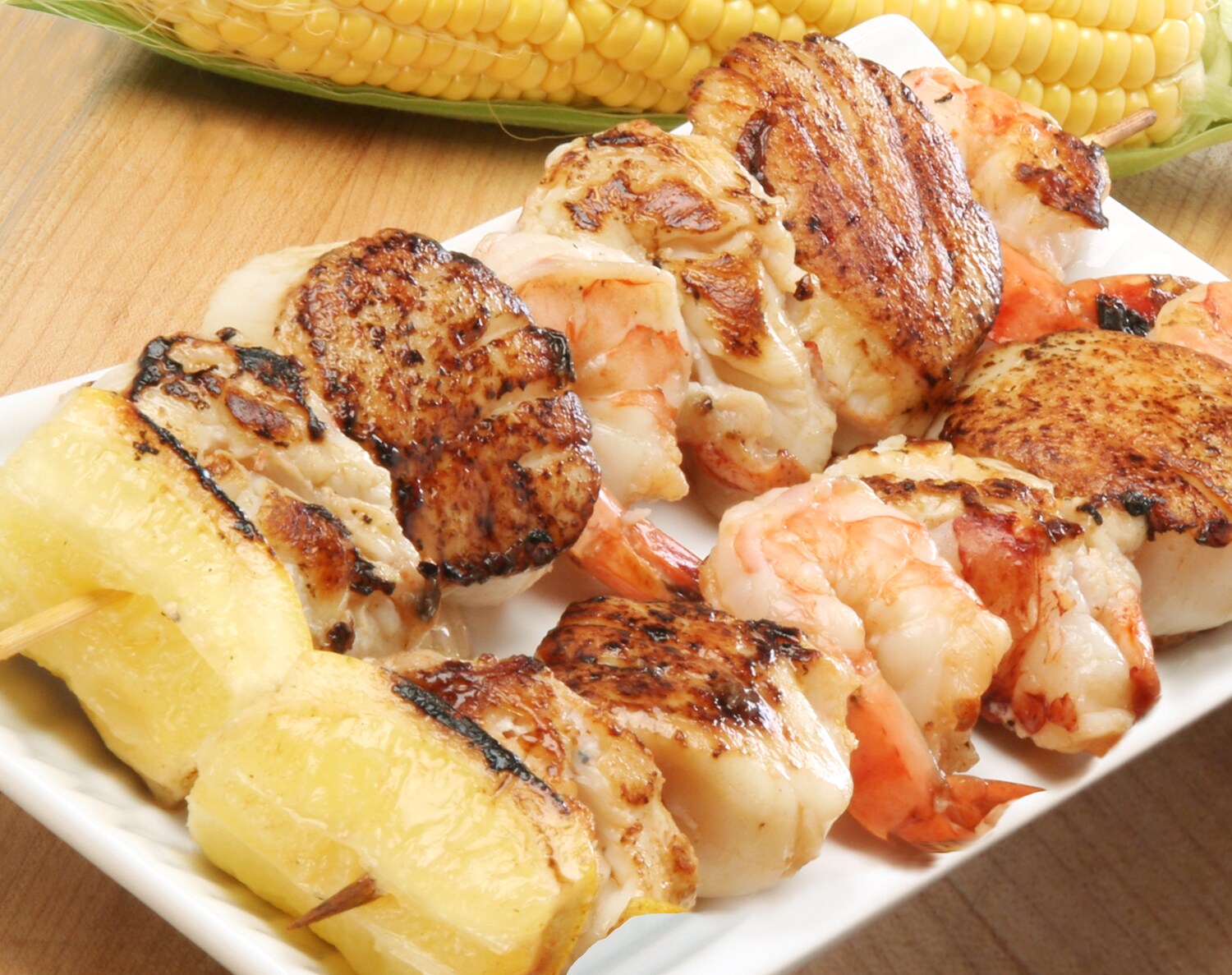 Shrimp, Lobster, and Scallop Kabobs