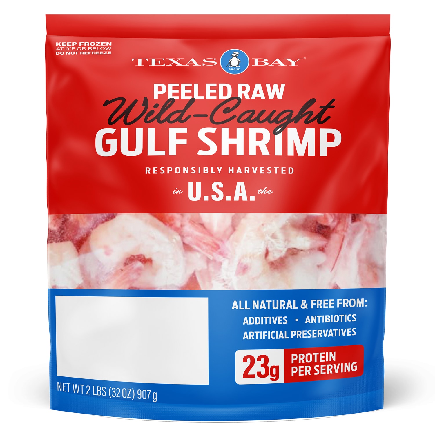 Wild Gulf Shrimp, Cleaned, Tail On, 16/20, Frozen