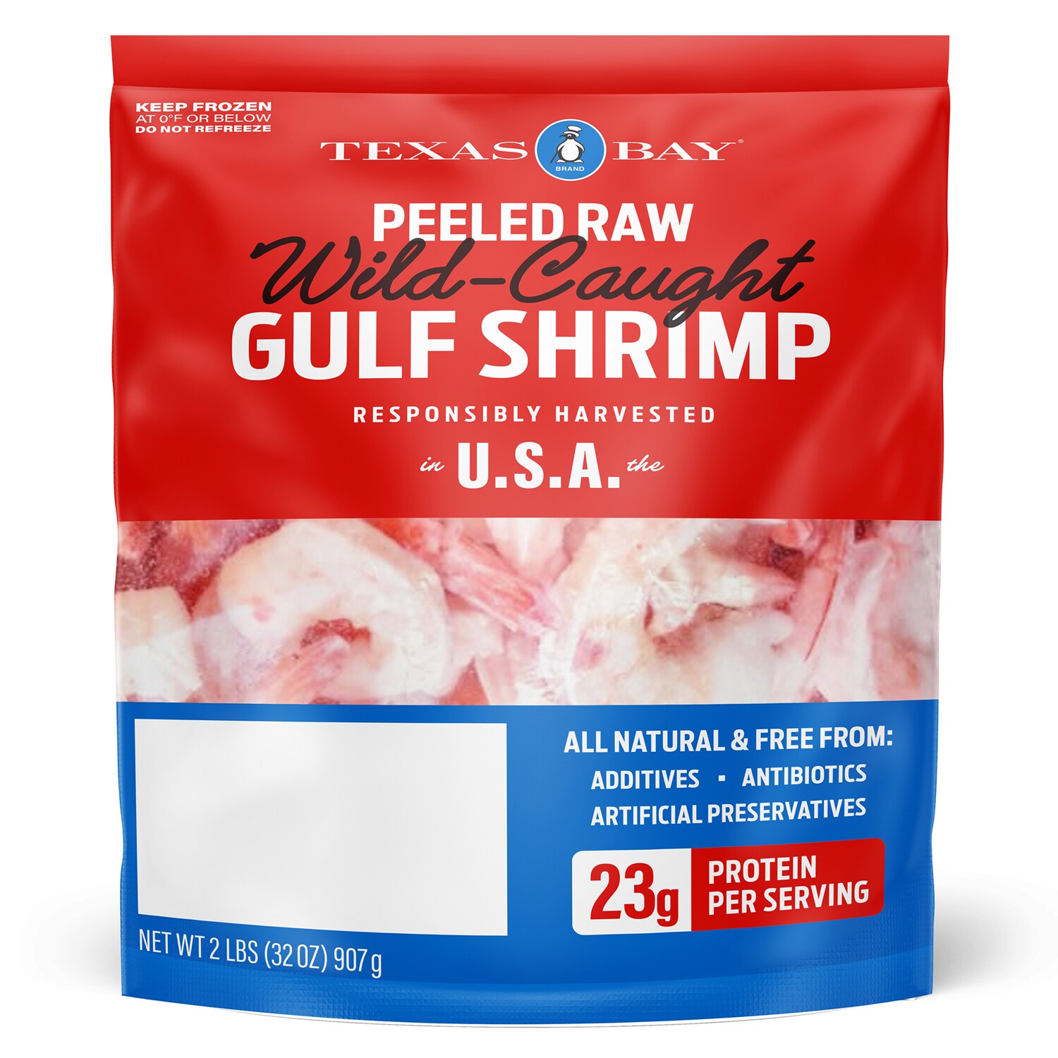 Wild Gulf Shrimp, Cleaned, Tail On, 21/25, Frozen