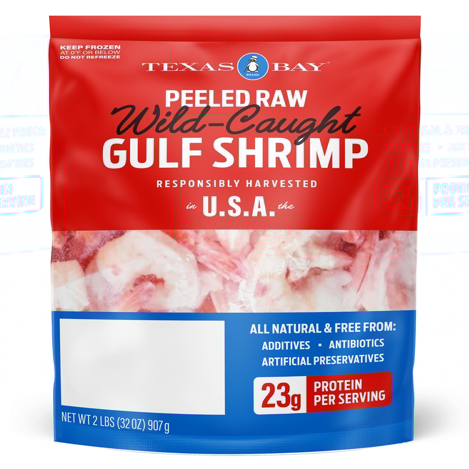 Wild Gulf Shrimp, Cleaned, Tail On, 26/30, Frozen