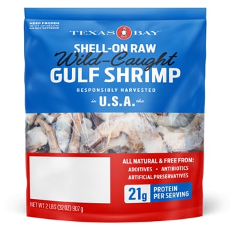 Wild Gulf Shrimp, Shell-On, 26/30, Frozen