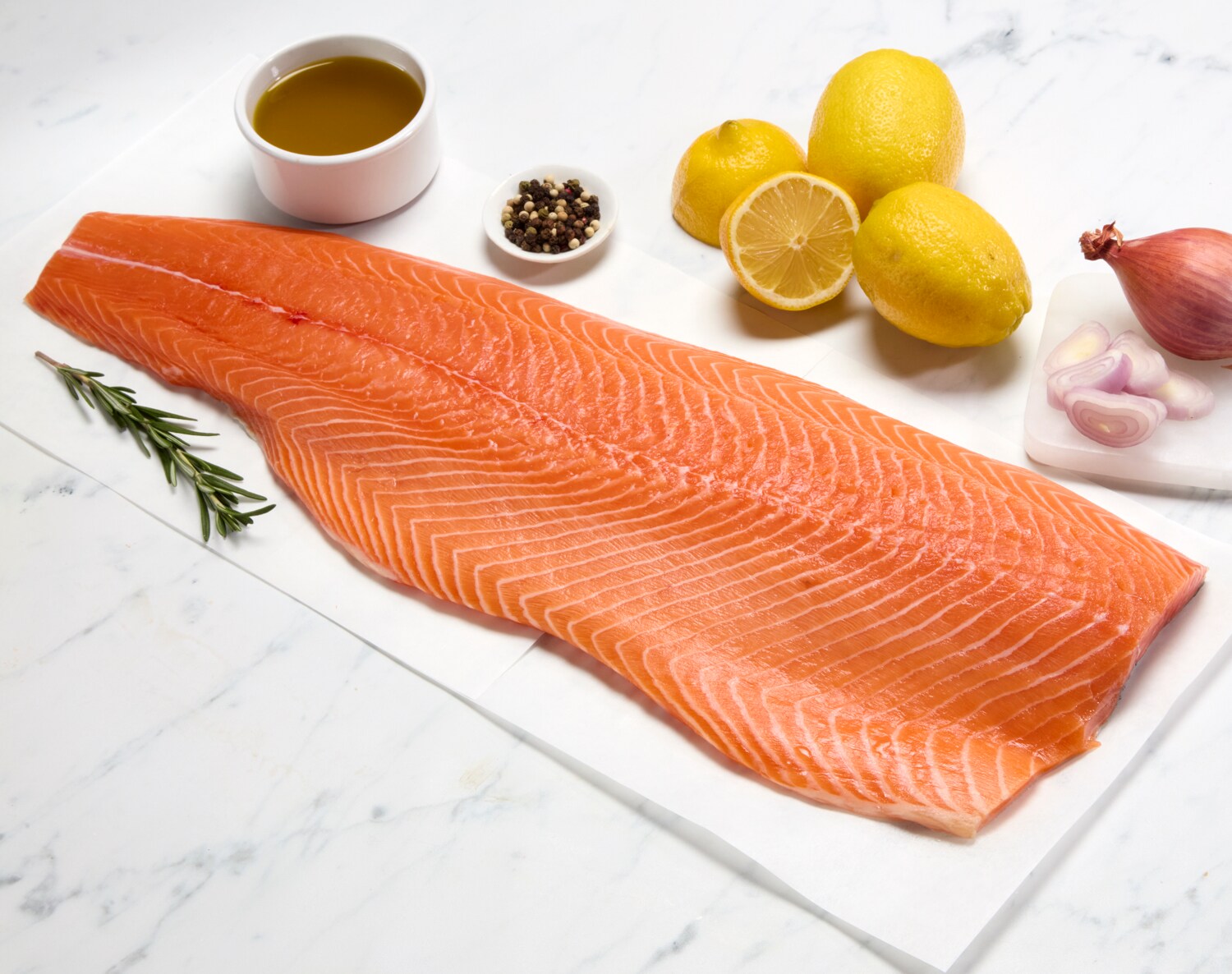 Valhalla EU Organic Salmon Whole Side Fillet, Farm-Raised (Serves 3-4), image 1 of 2 slides