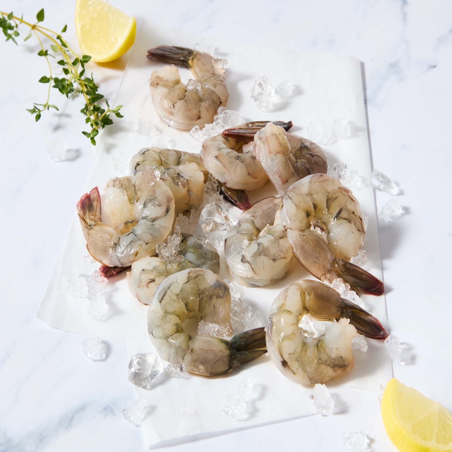 Blue Foot Fresh White Shrimp, Cleaned, 26-30/lb, image 1 of 2 slides