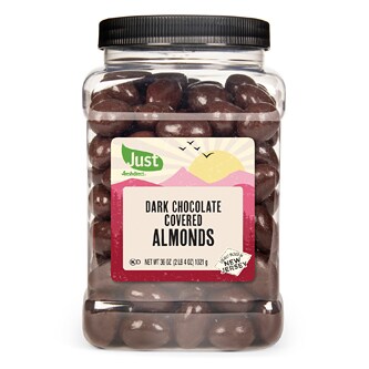 Just FreshDirect Dark Chocolate Covered Almonds, Family-Size Tub