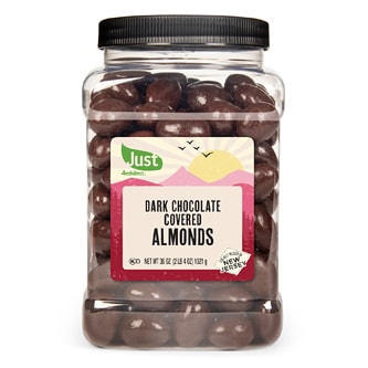 Just FreshDirect Dark Chocolate Covered Almonds, Family-Size Tub