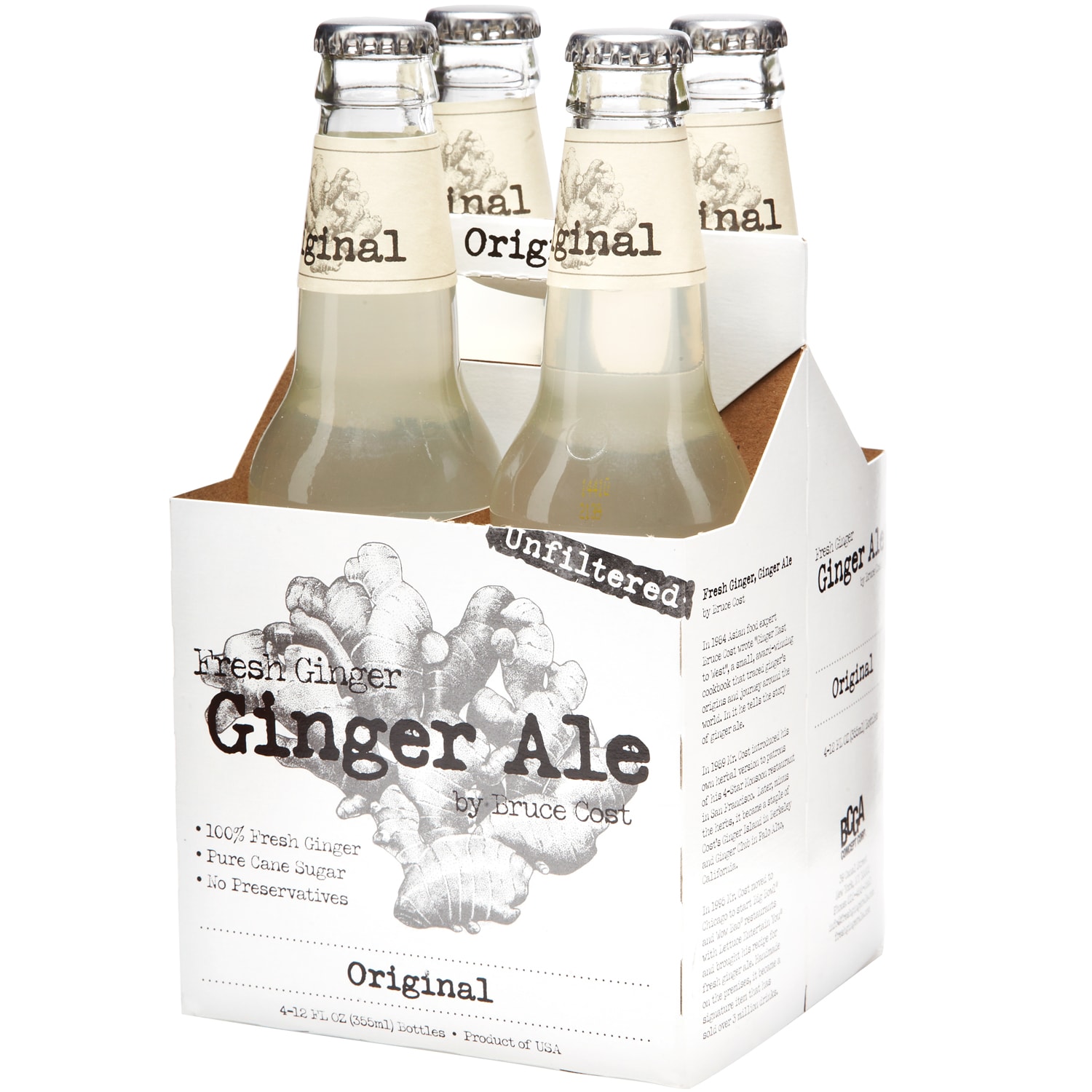 Bruce Cost Fresh Ginger Ginger Ale, Original, Glass Bottles