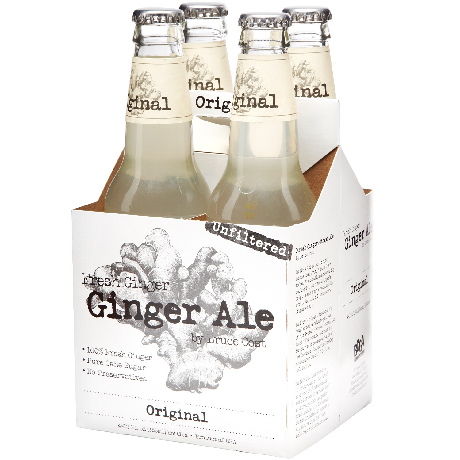 Bruce Cost Fresh Ginger Ginger Ale, Original, Glass Bottles