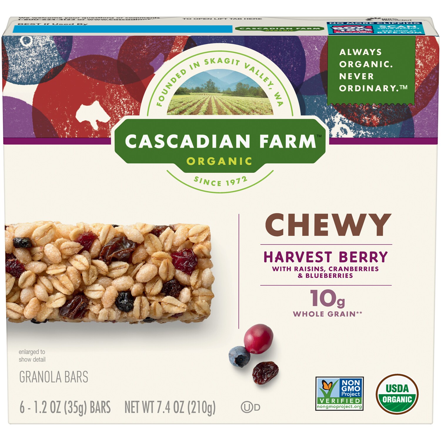 Cascadian Farm Organic Chewy Granola Bars, Harvest Berry