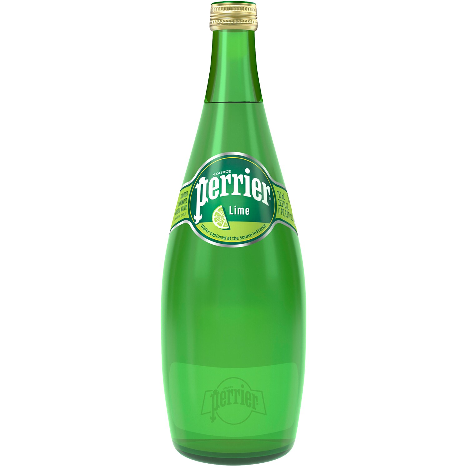 Perrier Sparkling Natural Mineral Water, Lime, Glass Bottle