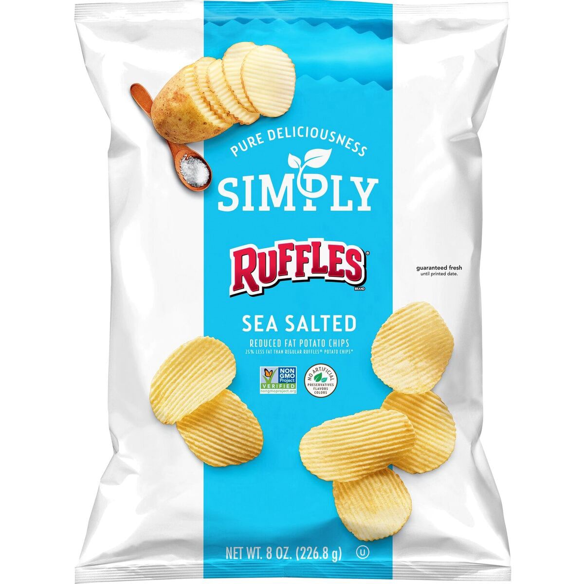 Ruffles Simply Natural Reduced Fat Potato Chips, Sea Salt