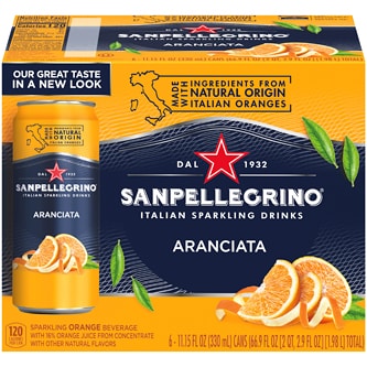 San Pellegrino Sparkling Fruit Beverage, Aranciata (Orange), Cans