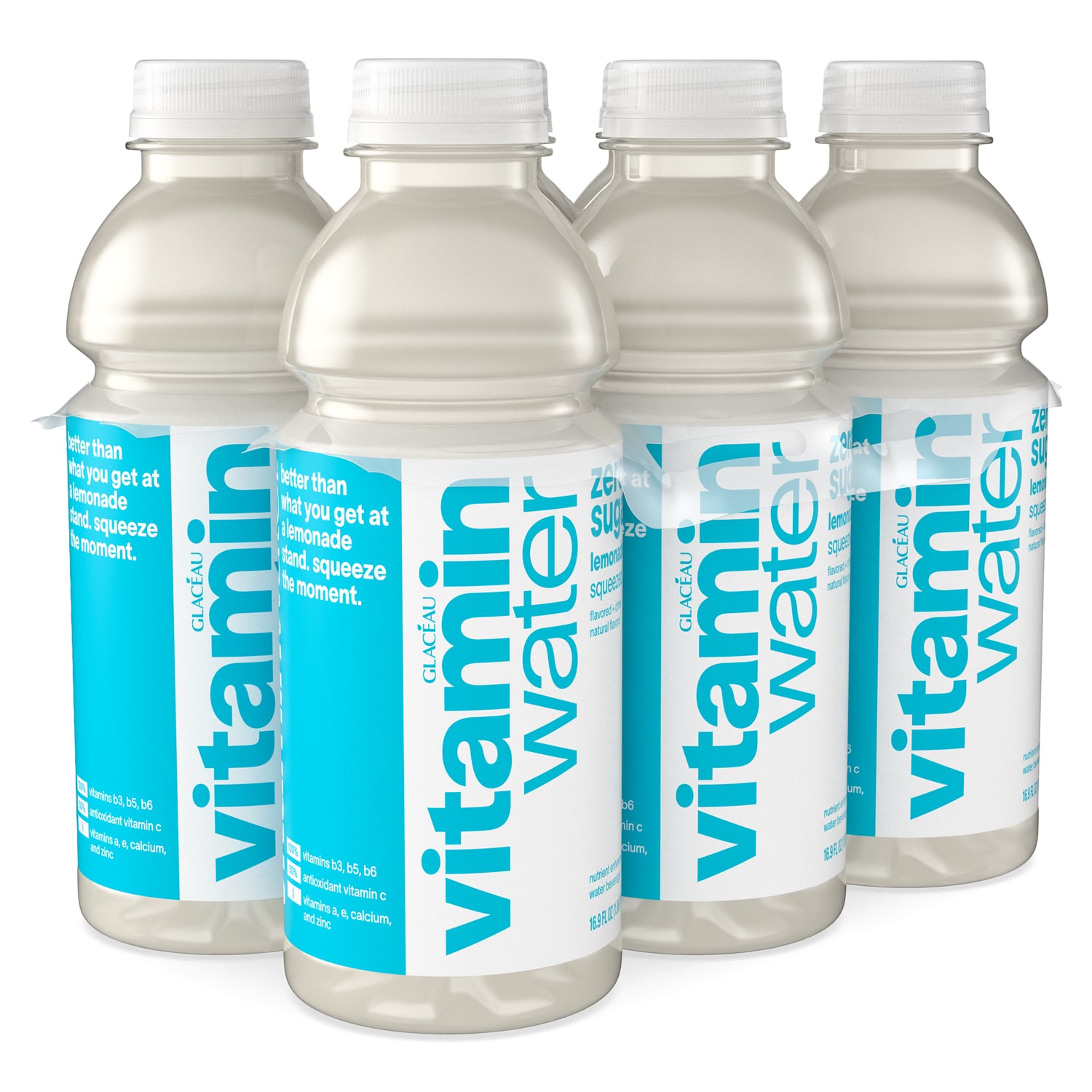 vitaminwater zero sugar nutrient enhanced water beverage, squeezed (lemonade), Plastic Bottles