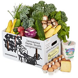 Lancaster Farm Fresh Cooperative Local Vegetables Farm Share with Eggs, Mushrooms, Cheese and Yogurt 