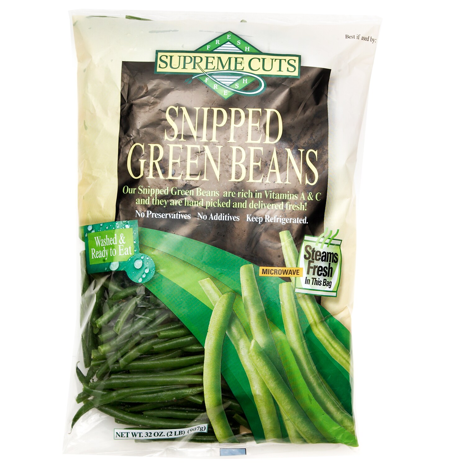 Snipped Green Beans in Microwavable Bag