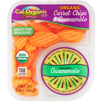 Cal-Organic Carrot Chips with Guacamole Snack Pack
