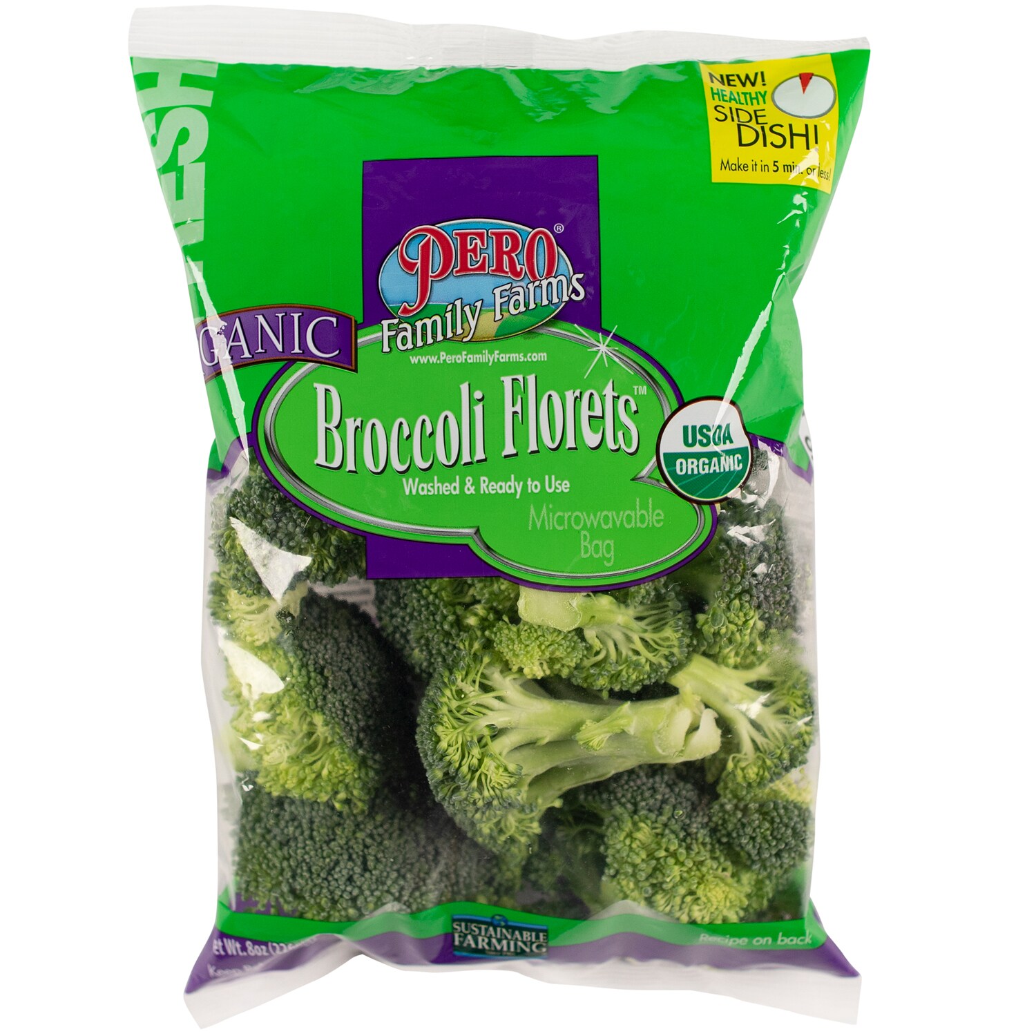 Organic Broccoli Florets in Microwavable Bag