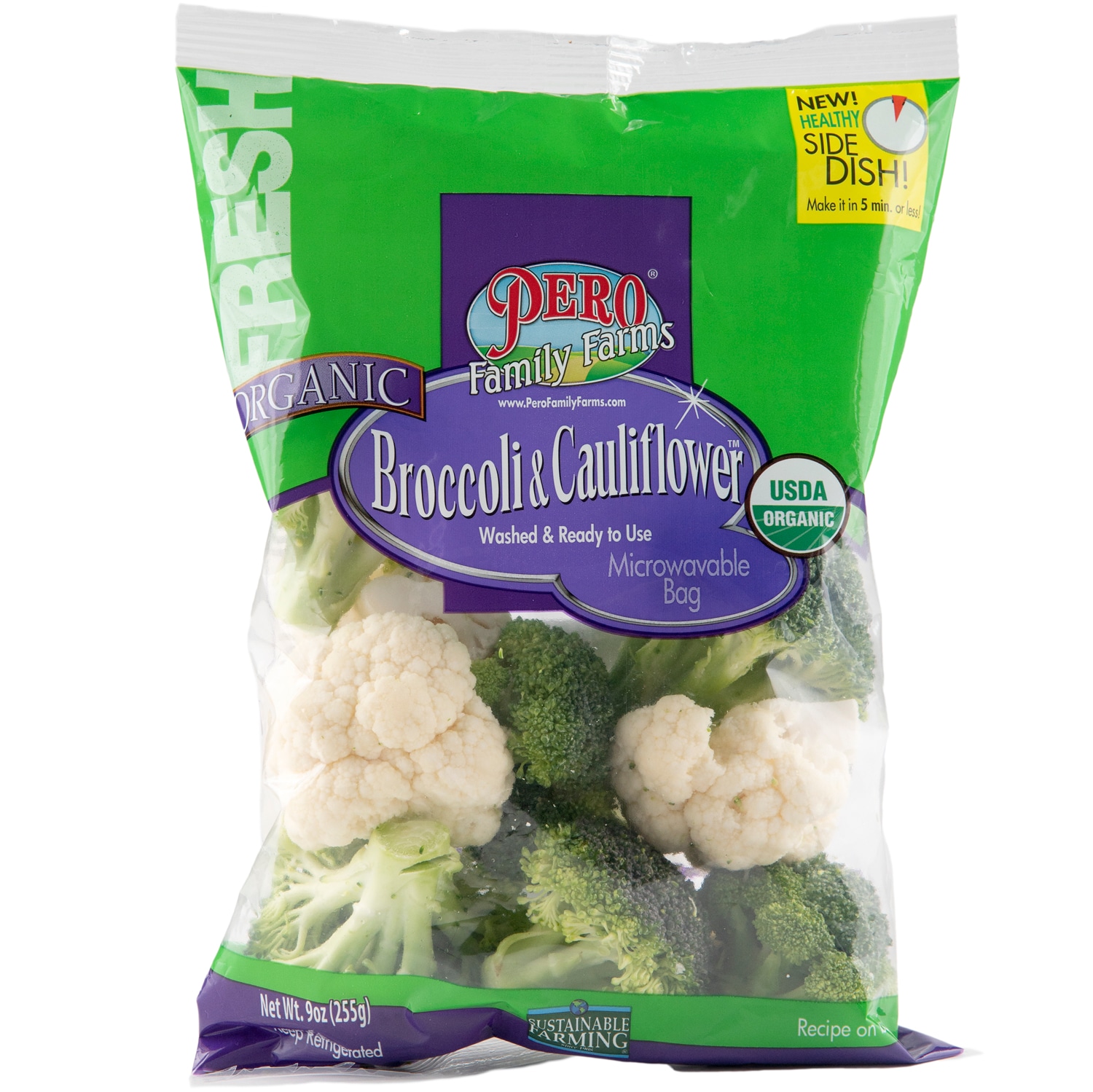 Organic Broccoli & Cauliflower in Microwavable Bag
