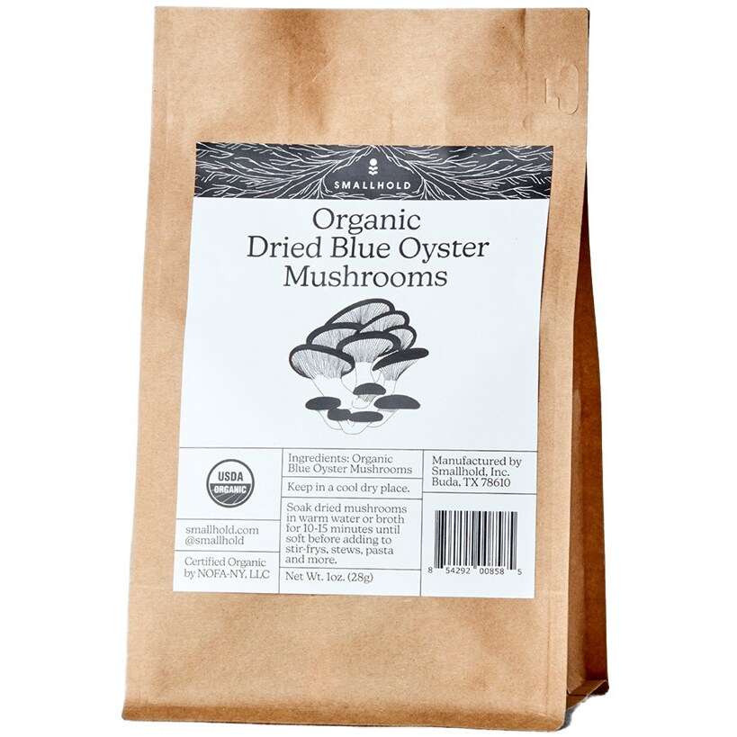 Smallhold Organic Dried Blue Oyster Mushrooms