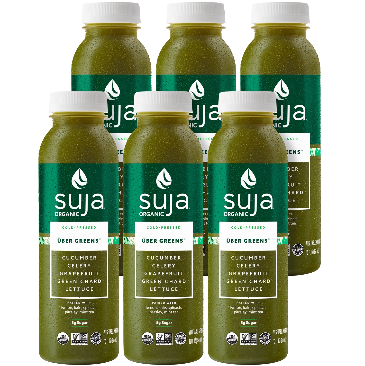 Suja Organic Cold Pressed Juice, Uber Greens, Plastic Bottles