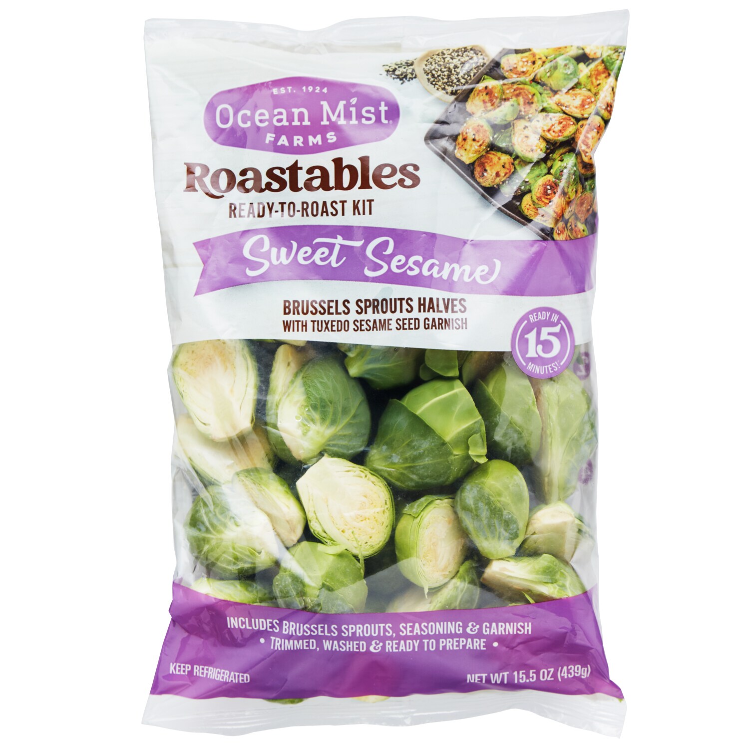 Ocean Mist Farms Roastables Ready-to-Roast Kit, Brussel Sprouts Sweet Sesame