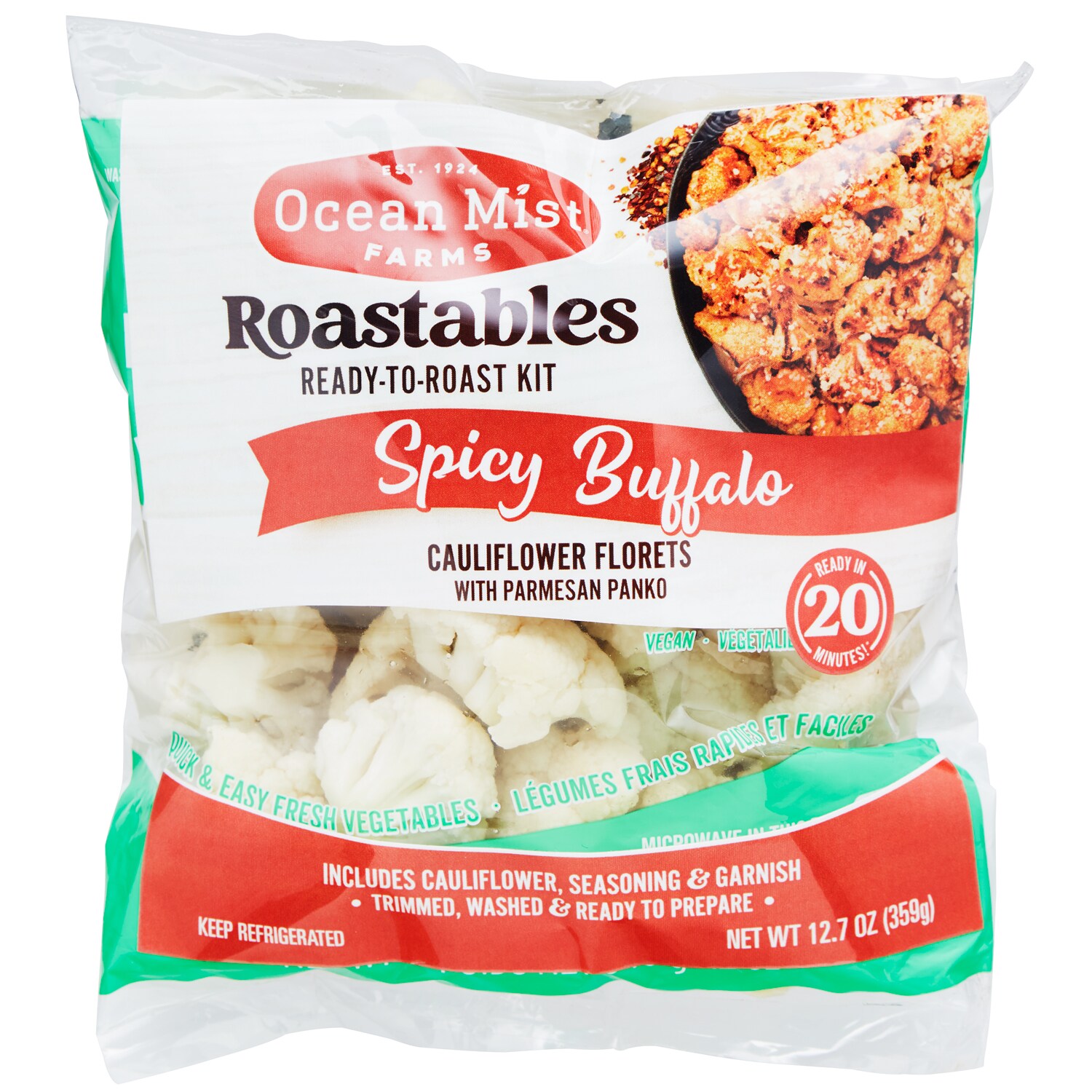 Ocean Mist Farms Roastables Ready-to-Roast Kit, Cauliflower Florets Spicy Buffalo