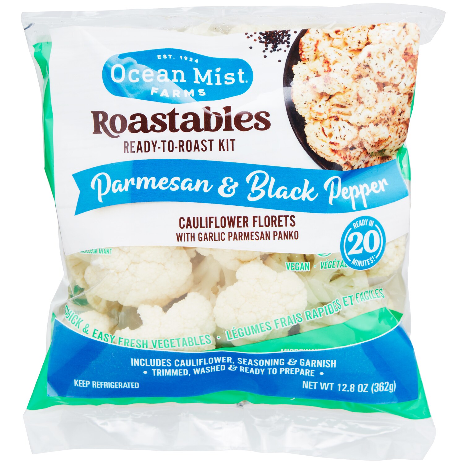 Ocean Mist Farms Roastables Ready-to-Roast Kit, Cauliflower Florets Parmesan & Black Pepper