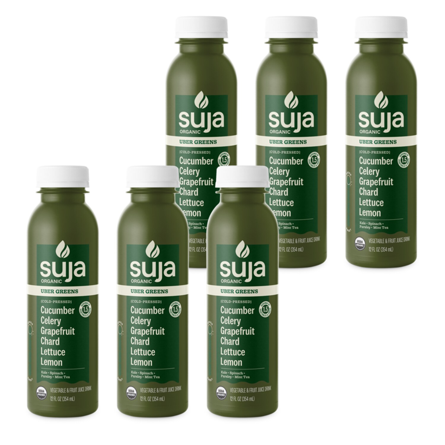 Suja Organic Cold Pressed Juice, Uber Greens, Plastic Bottles