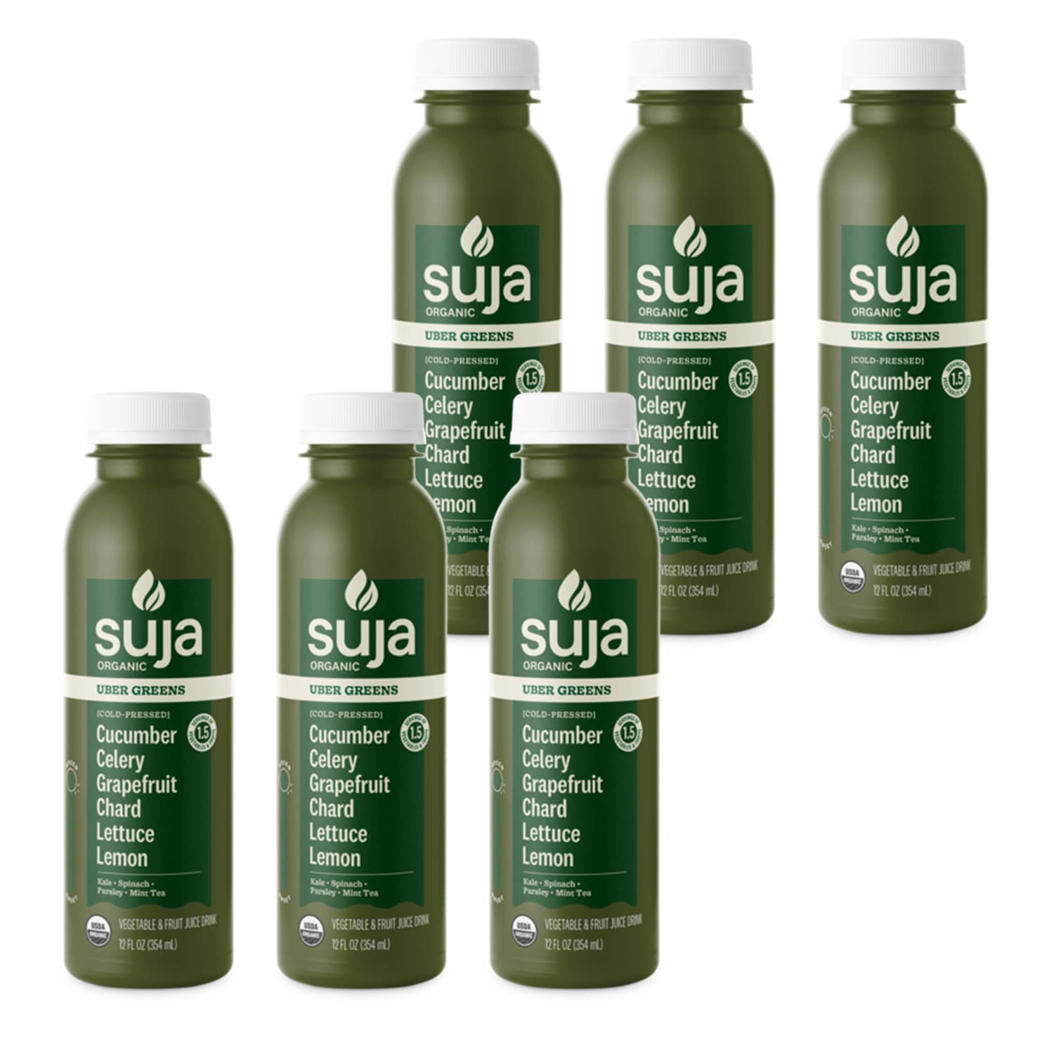 Suja Organic Cold Pressed Juice, Uber Greens, Plastic Bottles
