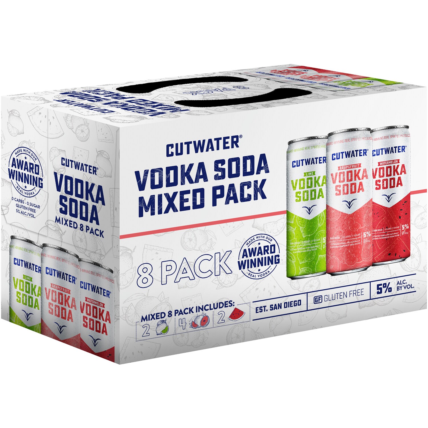 Cutwater Spirits Vodka Soda Variety Pack, Cans