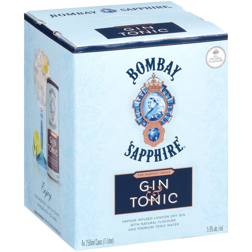Bombay Sapphire Gin & Tonic Cocktail, Cans