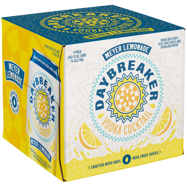 Daybreaker Meyer Lemonade Vodka Cocktail, Cans