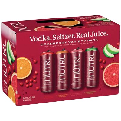 NÜTRL Cranberry Vodka Seltzer Variety Pack, Cans