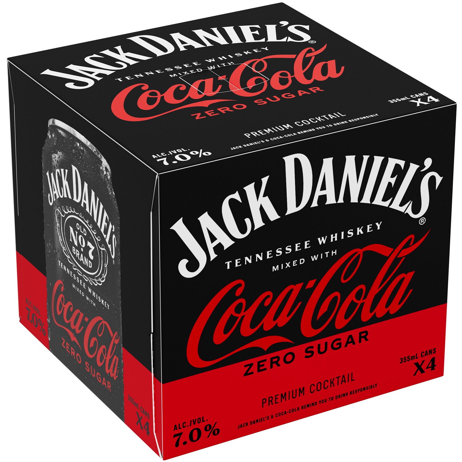 Jack Daniel's Coca-Cola Zero Sugar Whiskey Cocktail, Cans