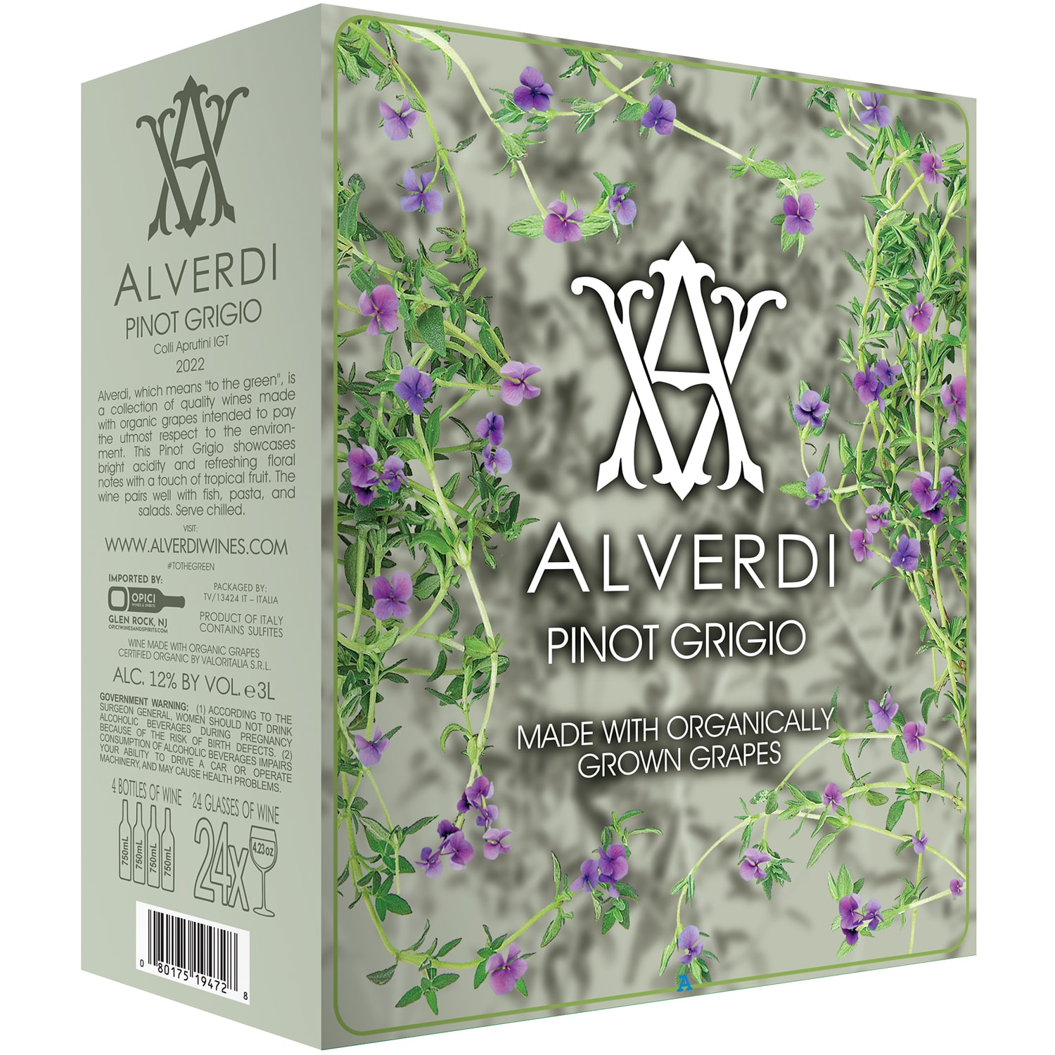 Alverdi Organic Pinot Grigio IGT, Box