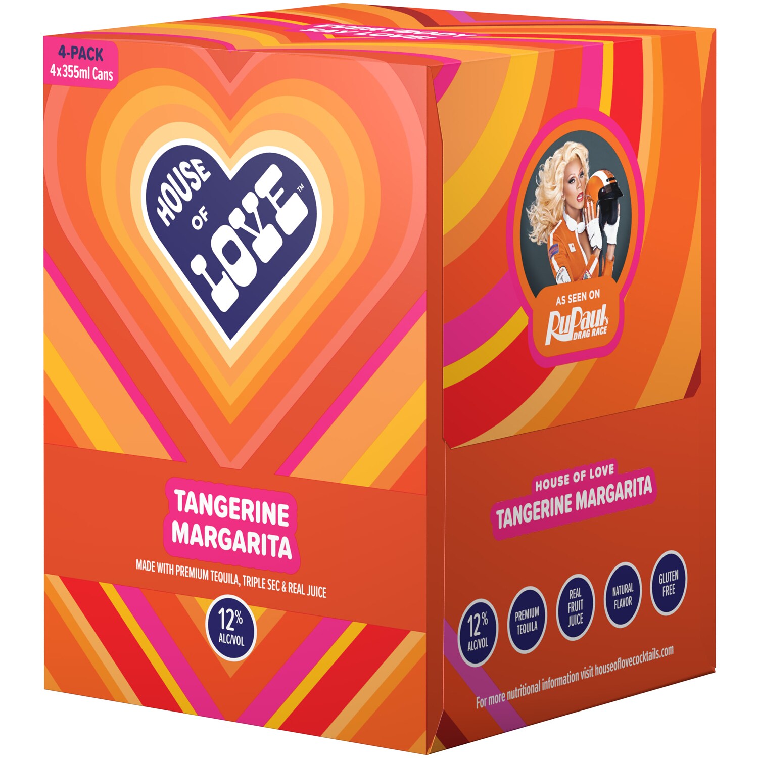 House Of Love Tangerine Margarita Cocktail, Cans
