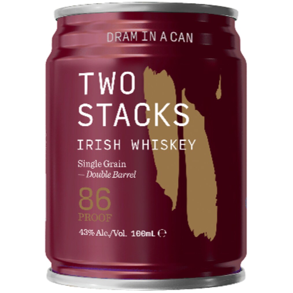 Two Stacks "Dram in a Can" Single Grain Irish Whiskey, Can