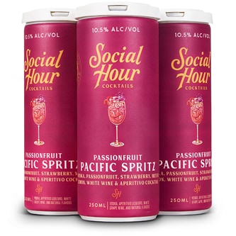 Social Hour Cocktails, Passionfruit Pacific Spritz, Cans